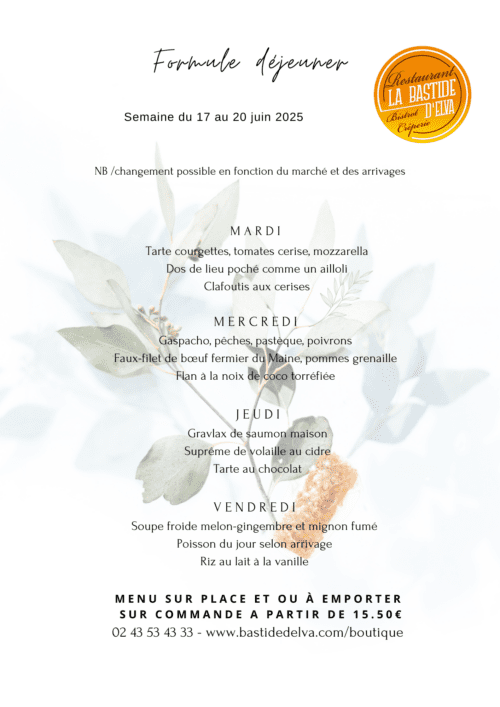 La Bastide Delva Restaurant Bistronomique En Mayenne 53 Menu Du 17 Au 20 Juin 2025