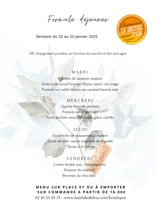 La Bastide Delva Restaurant Bistronomique En Mayenne 53 Menu Du 20 Au 23 Janvier
