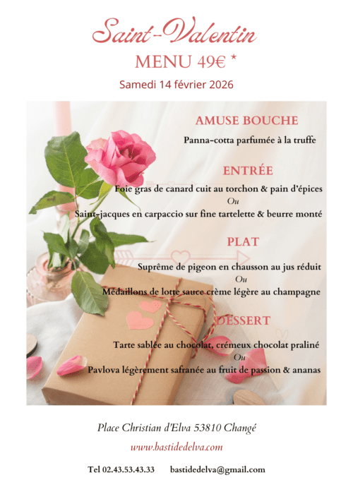 La Bastide Delva Restaurant Bistronomique En Mayenne 53 Saint Valentin 2026